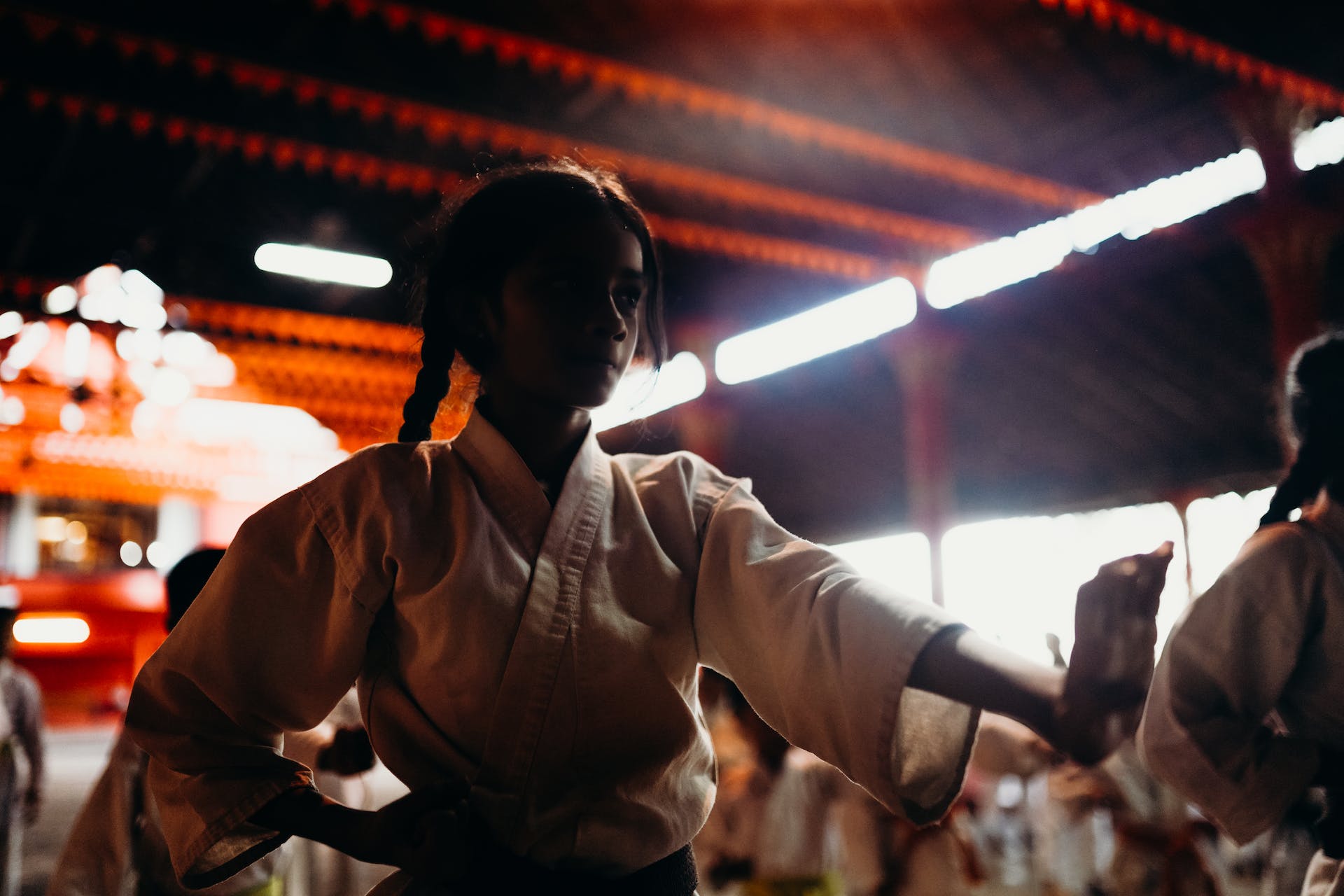 Girl practicing karate